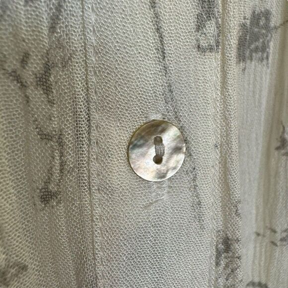 Ellison Dress Gray White Garden Print M Tunic Feminine Romantic Sheer Flouncy - Picture 2 of 14